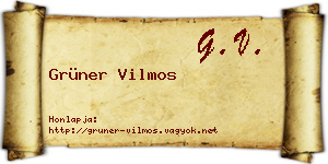 Grüner Vilmos névjegykártya
